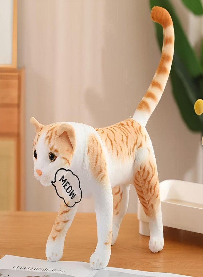 تيكلز قطة موسيقية واقفة تصدر صوت مواء مواء، لعبة حيوانية محشوة ناعمة للأطفال من الأولاد والبنات، هدية عيد ميلاد (اللون: برتقالي، الحجم: 35 سم) - Image 1